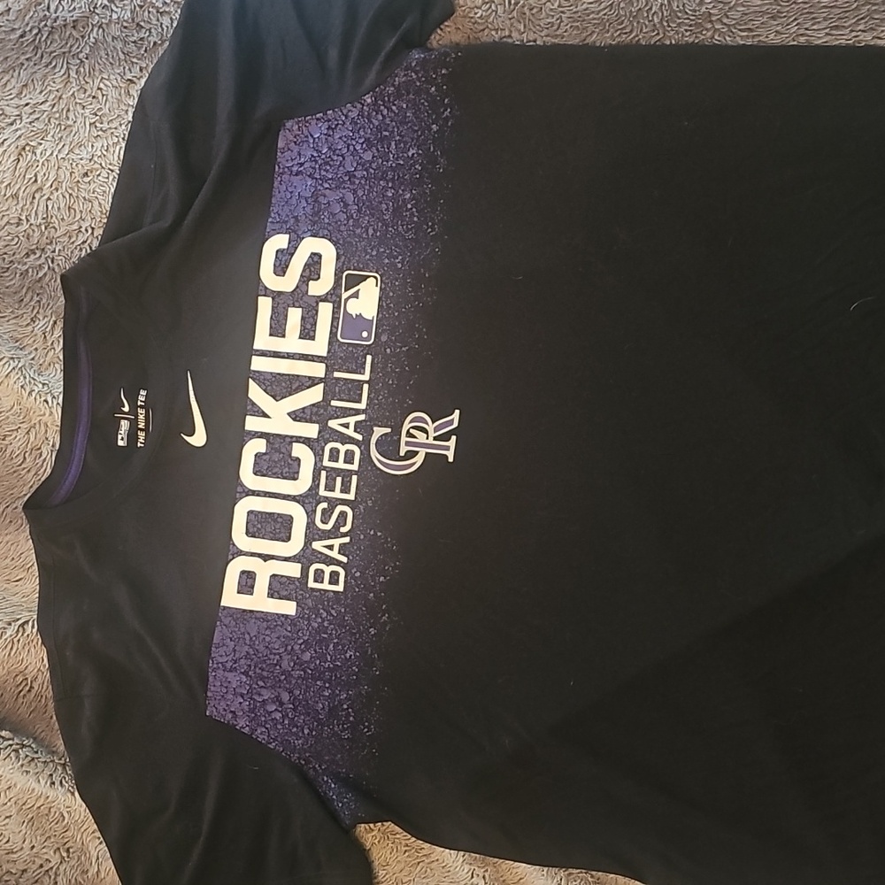 Nike Black and Purple Rockies Short Sleeve Tee